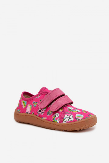 Hausschuhe Kindisch Barefoot Froddo Canvas G1700440-10 pinke Farbe