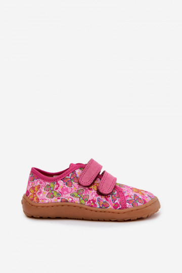 Kinder-Barefoot-Slipper mit Schmetterlingen Froddo Canvas G1700440-11 in Rosa