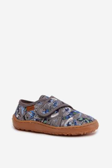 Jungen-Barefoot-Slipper mit Klettverschluss Surfer Froddo G1700438-7 in Grau
