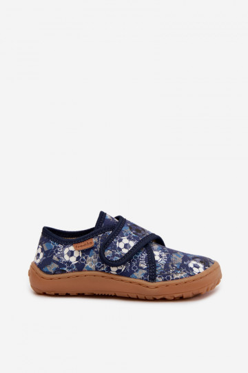 Jungen-Barefoot-Slipper mit Klettverschluss und Bällen Froddo G1700438-6 in Dunkelblau 2