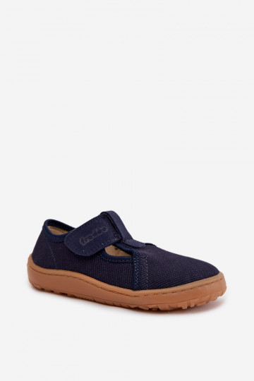 Kinder-Barefoot-Slipper mit Klettverschluss Froddo Canvas G1700439 in Dunkelblau