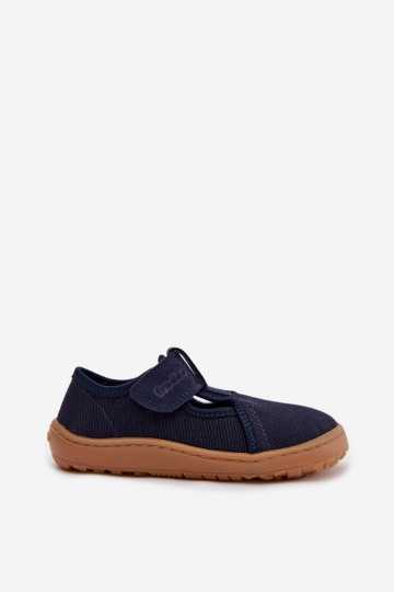 Hausschuhe Kindisch mit Klebeverschlüssen Barefoot Froddo Cannvas G1700439 Dunkelblau 2