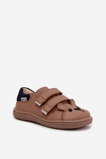 Lederne Barfuß-Kinderschuhe mit Bärenmotiv Bartek 8600654 in Sand