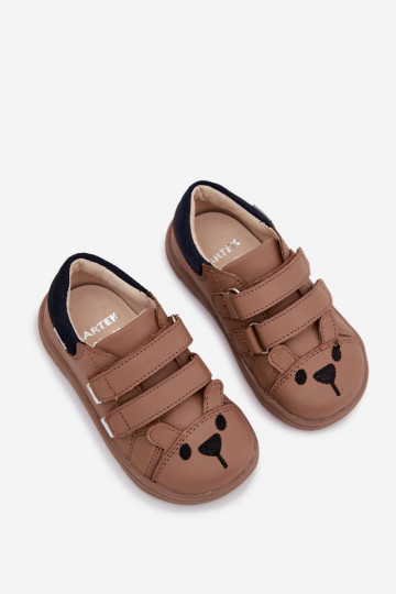 Lederne Barfuß-Kinderschuhe mit Bärenmotiv Bartek 8600654 in Sand 2