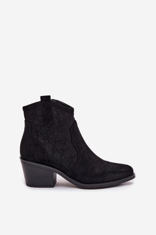 Durchbrochene Stiefel Feminin mit Absätzen S.Barski HY61-8013 schZuarze Farbe