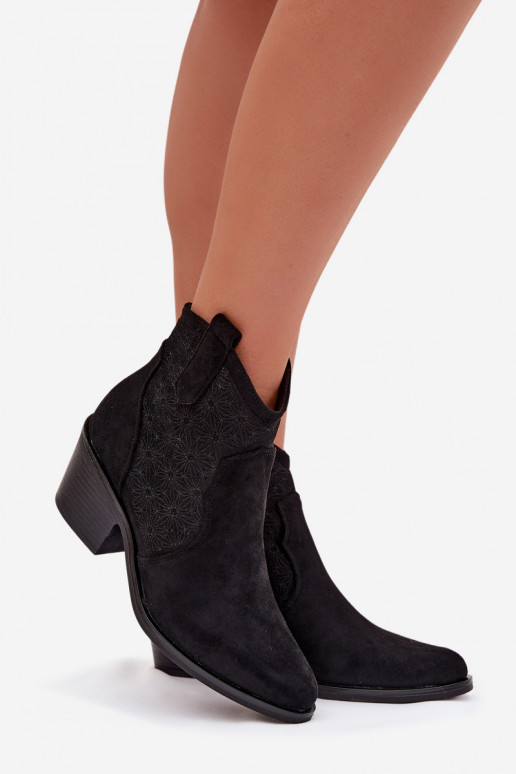 Durchbrochene Stiefel Feminin mit Absätzen S.Barski HY61-8013 schZuarze Farbe