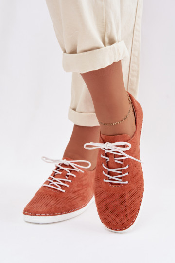 Damen-Schuhe aus natürlichem Wildleder S.Barski LR61-7080 in Orange 2