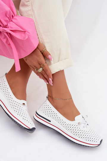 Haut mit durchbrochenen Elementen Schuhe Feminin S.Barski LR61-7044 Zueiße Farbe