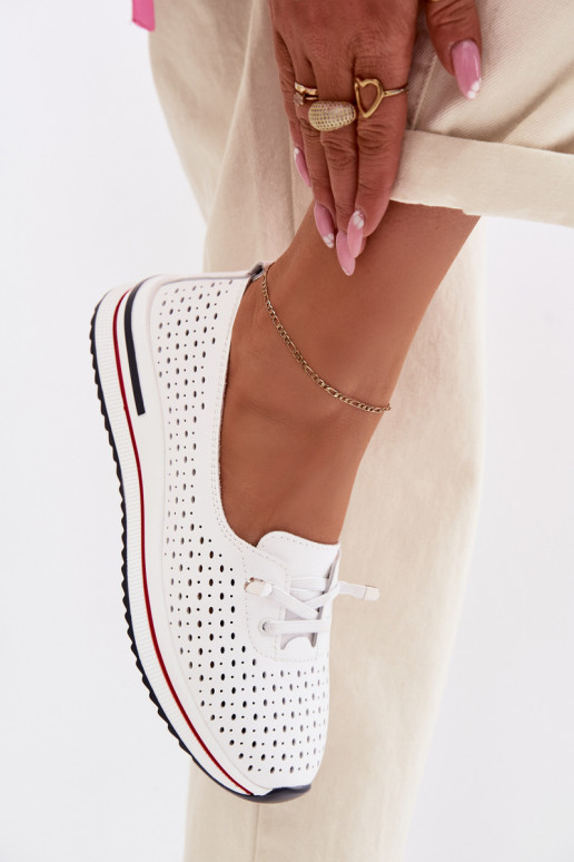 Haut mit durchbrochenen Elementen Schuhe Feminin S.Barski LR61-7044 Zueiße Farbe