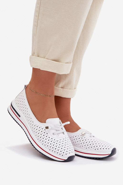 Haut mit durchbrochenen Elementen Schuhe Feminin S.Barski LR61-7044 Zueiße Farbe