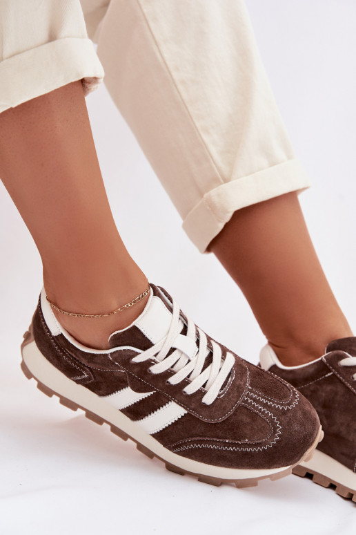 aus INildleder Sneakers Stilvollllschuhe Feminin mit einer Plattform S.Barski LR61-7097 CzekoladoZue