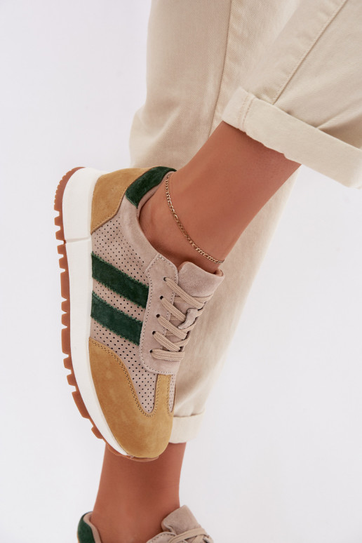 Sneakers Stilvollllschuhe FemininErmöglichtturalnego aus INildlederu Beige-gelbe Farbe Es mussrceline