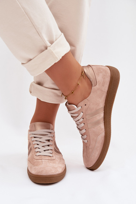 Zazoo N1068 Damen-Sneaker aus Kunstwildleder in Rosa