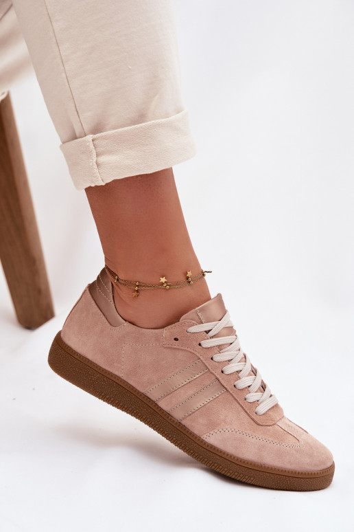 Zazoo N1068 Damen-Sneaker aus Kunstwildleder in Rosa