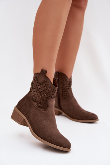 Leder-Booties für Frauen mit Absätzen in Braun Briavine 2