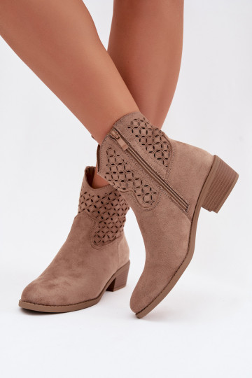 Durchbrochene Stiefel Feminin mit Absätzen Beige Briavine