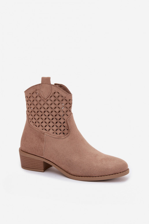 Durchbrochene Stiefel Feminin mit Absätzen Beige Briavine