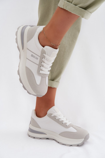 Sneakers Stilvollllschuhe Turnschuhe Feminin Big Star TT274879 HI-POLY SYSTEM INeiß-graue Farbe