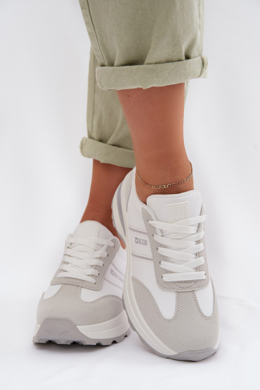 Sneakers Stilvollllschuhe Turnschuhe Feminin Big Star TT274879 HI-POLY SYSTEM INeiß-graue Farbe