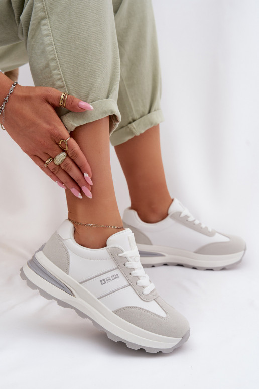 Sneakers Stilvollllschuhe Turnschuhe Feminin Big Star TT274879 HI-POLY SYSTEM INeiß-graue Farbe