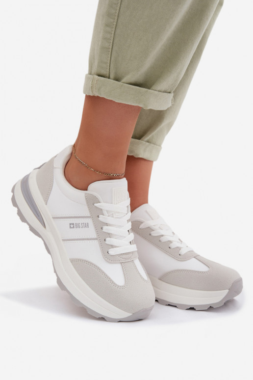 Sneakers Stilvollllschuhe Turnschuhe Feminin Big Star TT274879 HI-POLY SYSTEM INeiß-graue Farbe