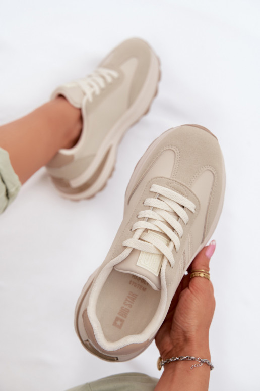 Sneakers Stilvollllschuhe Turnschuhe Feminin Big Star TT274876 HI-POLY SYSTEM Beige