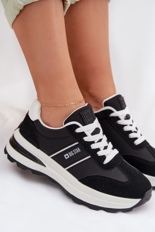 Sneakers Stilvollllschuhe Turnschuhe Feminin Big Star TT274877 HI-POLY SYSTEM schZuarze Farbe