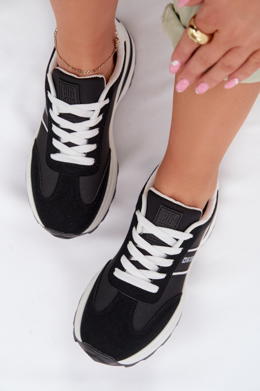 Sneakers Stilvollllschuhe Turnschuhe Feminin Big Star TT274877 HI-POLY SYSTEM schZuarze Farbe