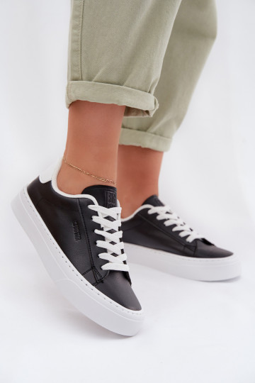 Sneakers Stilvollllschuhe Feminin aus Öko-Leder Big Star TT274927 HI-POLY SYSTEM schZuarze Farbe