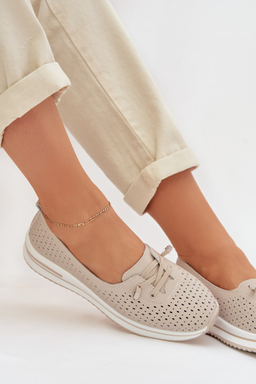 Haut mit durchbrochenen Elementen Schuhe Feminin S.Barski LR61-7044 Beige