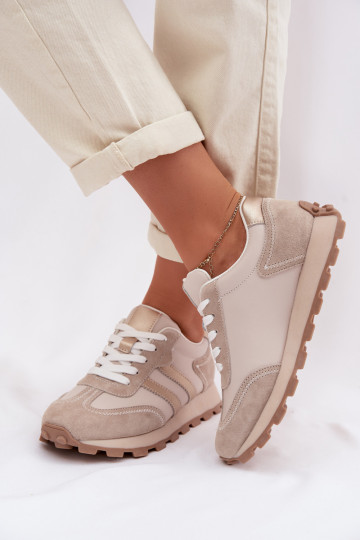 Haut Sneakers Stilvollllschuhe Feminin mit einer Plattform S.Barski LR61-7096 Beige