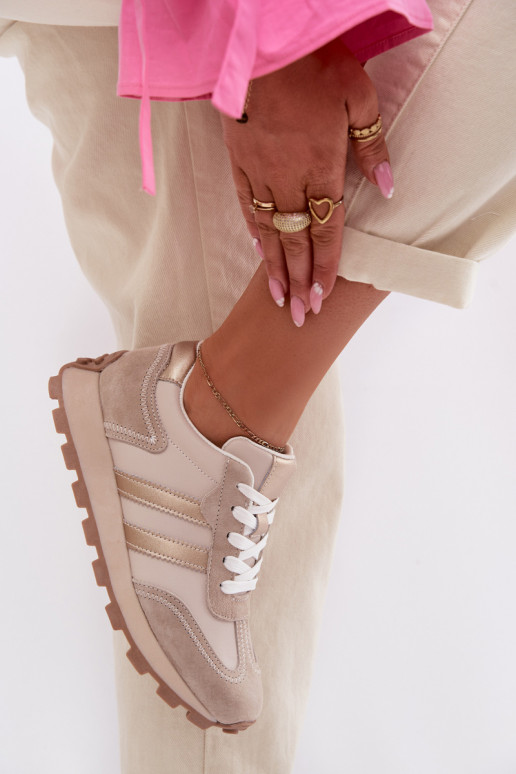 Haut Sneakers Stilvollllschuhe Feminin mit einer Plattform S.Barski LR61-7096 Beige