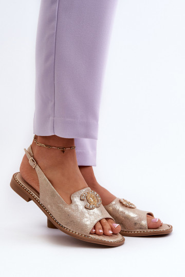 Damensandalen mit Ornamenten S.Barski KV27-049 goldene Farbe 2