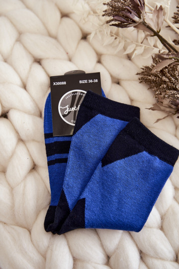 Socken ZZuei Farbtöne mit Streifen Blau-schZuarze Farbe 2