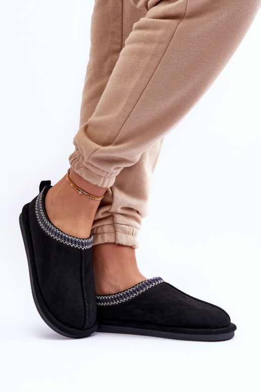 Feminin aus INildleder Hausschuhe mit Pelzmantel schZuarze Farbe Polinna