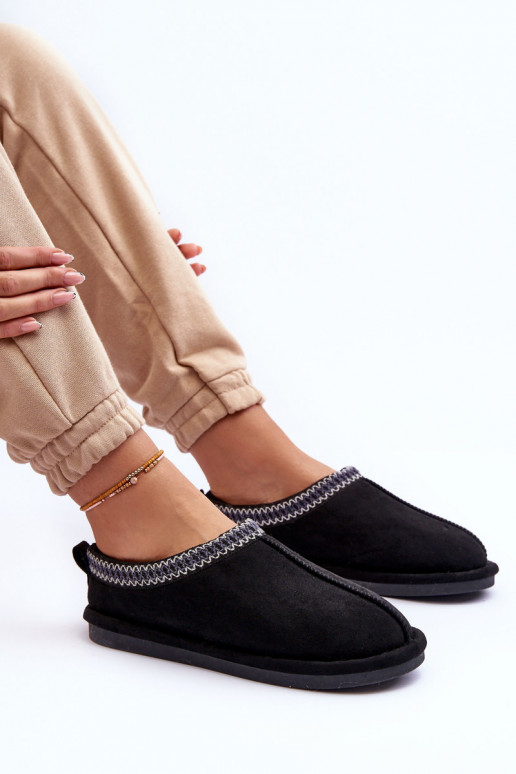 Feminin aus INildleder Hausschuhe mit Pelzmantel schZuarze Farbe Polinna