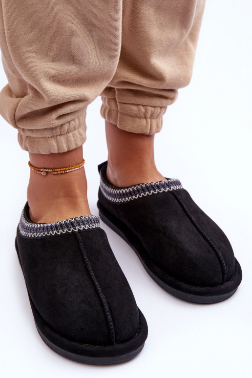 Feminin aus INildleder Hausschuhe mit Pelzmantel schZuarze Farbe Polinna