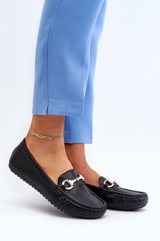 Feminin Klassisches Stilvollll Mokassins Eko Haut schZuarze Farbe Demese