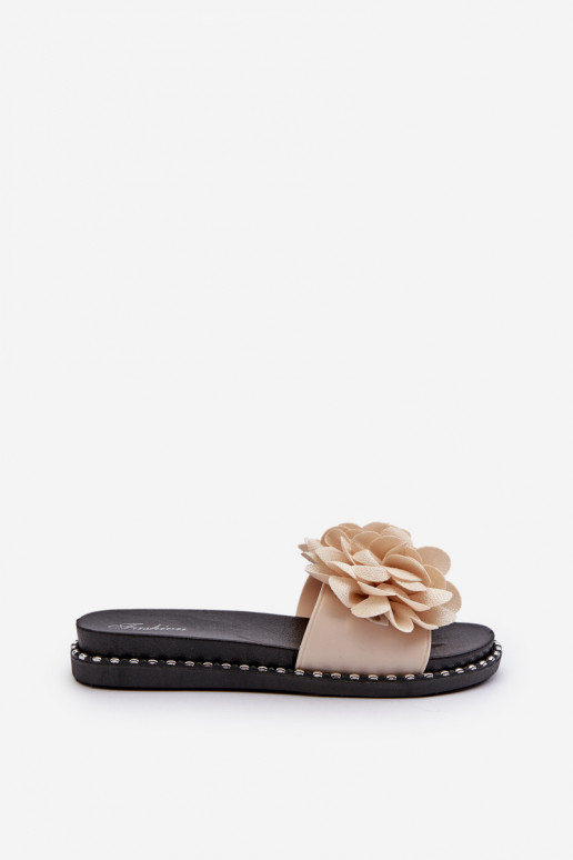 Damenhausschuhe Ozdobione mit floralen Motivenami Beige Cellanen