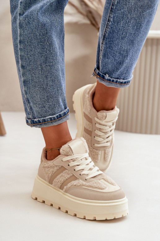 sich Zuarm laufen Sneakers Stilvollllschuhe Feminin mit einer Plattform mit AufZuärmen Beige Daivlene