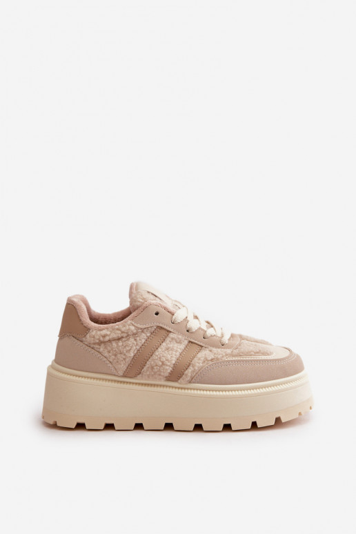 sich Zuarm laufen Sneakers Stilvollllschuhe Feminin mit einer Plattform mit AufZuärmen Beige Daivlene