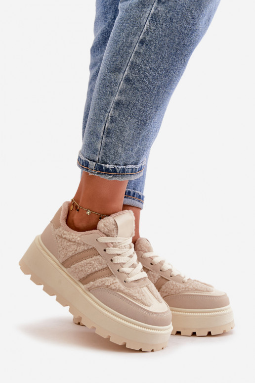 sich Zuarm laufen Sneakers Stilvollllschuhe Feminin mit einer Plattform mit AufZuärmen Beige Daivlene