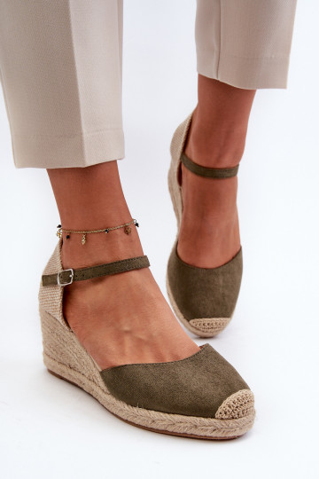 aus INildleder Sandalen Espadrilles mit einer Plattform grüne Farbe Cammer