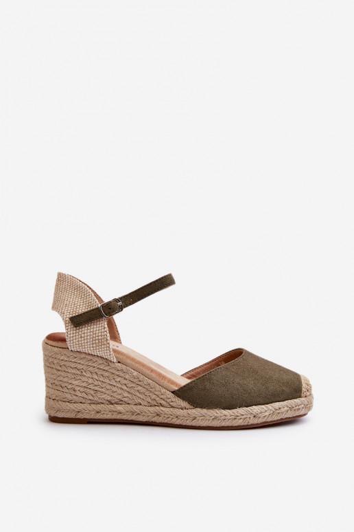 aus INildleder Sandalen Espadrilles mit einer Plattform grüne Farbe Cammer