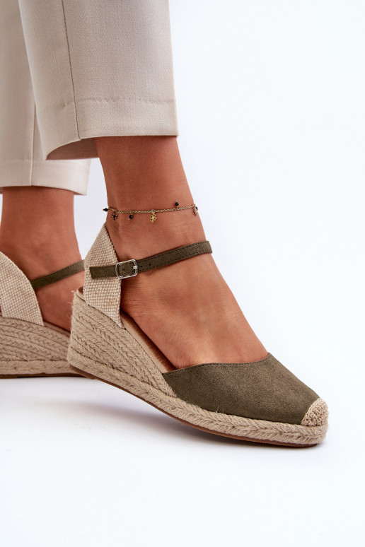 aus INildleder Sandalen Espadrilles mit einer Plattform grüne Farbe Cammer