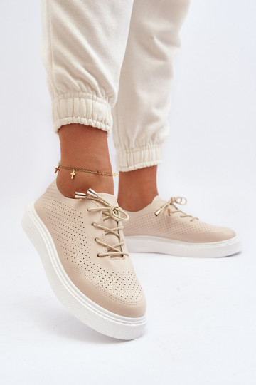 Freizeitschuhe Unassemia mit Lochmuster in Sandfarbe