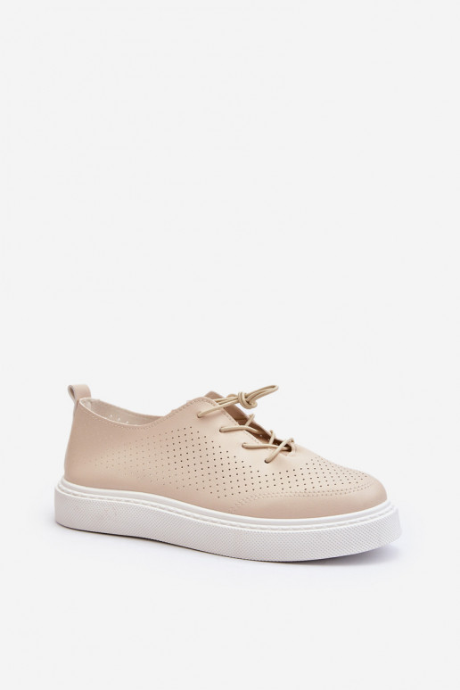 mit durchbrochenen Elementen Freizeitschuhe Beige Unassemia