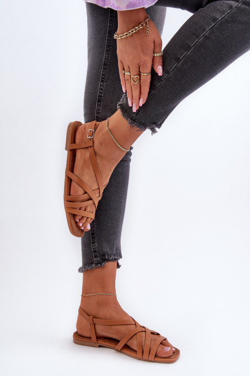 Flache Sandalen für Damen Big Star NN274013 braune Farbe