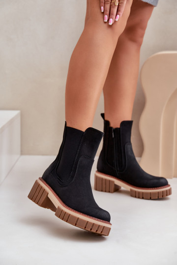 stylische Stiefel Zum Schloss sich Zuarm laufen schZuarze Farbe Linneviae 2