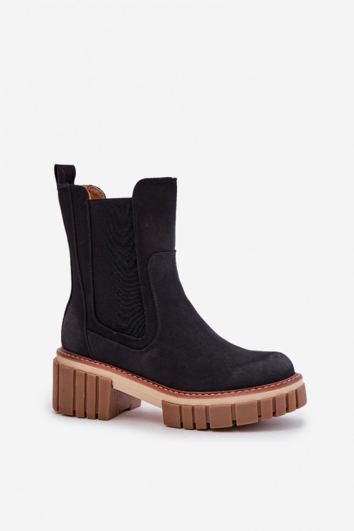 stylische Stiefel Zum Schloss sich Zuarm laufen schZuarze Farbe Linneviae